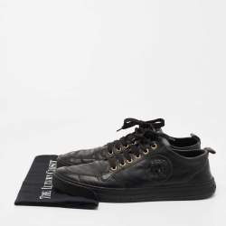Versace Black Leather Medusa Low Top Lace Up Sneakers Size 42 