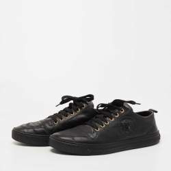 Versace Black Leather Medusa Low Top Lace Up Sneakers Size 42 