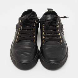 Versace Black Leather Medusa Low Top Lace Up Sneakers Size 42 