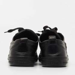 Versace Black Leather Medusa Low Top Lace Up Sneakers Size 42 