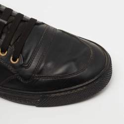 Versace Black Leather Medusa Low Top Lace Up Sneakers Size 42 
