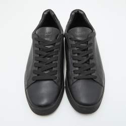 Pre Owned Versace Black Leather Medusa Low Top Lace Up Sneakers Size 44