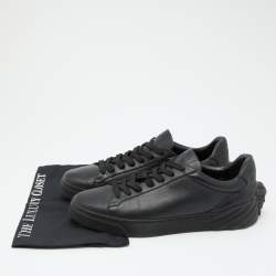 Pre Owned Versace Black Leather Medusa Low Top Lace Up Sneakers Size 44