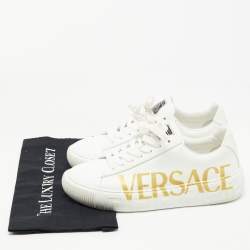Versace White Leather Greca Logo Sneakers Size 40