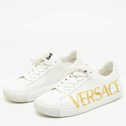 Versace White Leather Greca Logo Sneakers Size 40