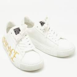 Versace White Leather Greca Logo Sneakers Size 40
