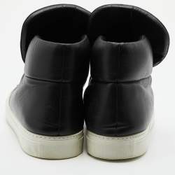 Versace Black Leather Palazzo Medusa High Top Slip On Sneakers Size 44