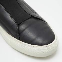 Versace Black Leather Palazzo Medusa High Top Slip On Sneakers Size 44