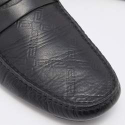 Versace Black Leather Penny Slip On Loafers Size 43