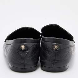 Versace Black Leather Penny Slip On Loafers Size 43