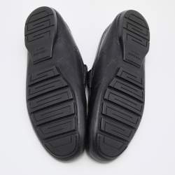 Versace Black Leather Penny Slip On Loafers Size 43