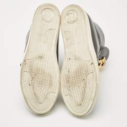 Pre Owned Versace Black Leather Medusa Lace High Top Sneakers Size 42.5