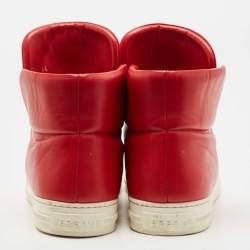 مملوكة مسبقًا Versace Red Leather Palazzo Medusa High Top Sneakers Size 44
