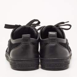 Versace Black Suede and Leather Medusa Low Top Sneakers Size 41.5