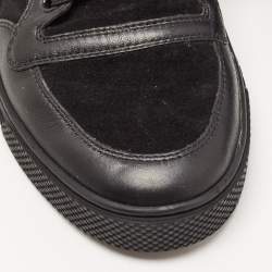 Versace Black Suede and Leather Medusa Low Top Sneakers Size 41.5