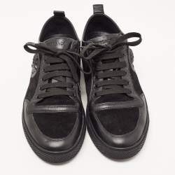 Versace Black Suede and Leather Medusa Low Top Sneakers Size 41.5