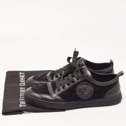 Versace Black Suede and Leather Medusa Low Top Sneakers Size 41.5