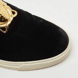 Pre Owned Versace Black Velvet Medusa Slip On Sneakers Size 42