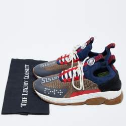 Versace Multicolour Mesh,Neoprene and Suede Sneakers Size 45