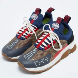 Versace Multicolour Mesh,Neoprene and Suede Sneakers Size 45