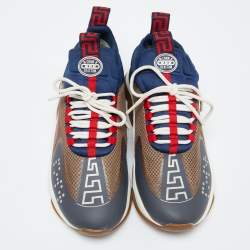 Versace Multicolour Mesh,Neoprene and Suede Sneakers Size 45