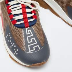 Versace Multicolour Mesh,Neoprene and Suede Sneakers Size 45