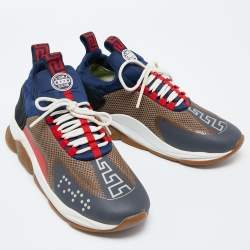 Versace Multicolour Mesh,Neoprene and Suede Sneakers Size 45