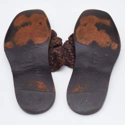 Versace Brown Woven Leather Slide Sandals Size 42