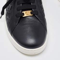 Versace Black Leather Low Top Sneakers Size 42