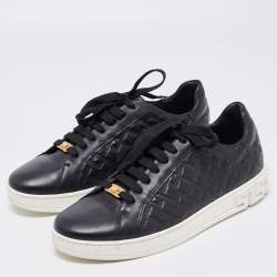 Versace Black Leather Low Top Sneakers Size 42