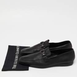 Versace Black Leather Medusa Buckle Slip On Loafers Size 46