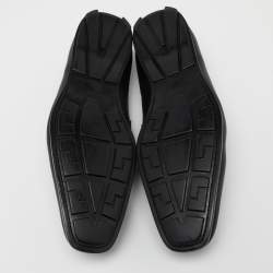 Versace Black Leather Medusa Buckle Slip On Loafers Size 46