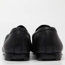 Versace Black Leather Medusa Buckle Slip On Loafers Size 46