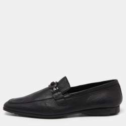 Versace Black Leather Medusa Buckle Slip On Loafers Size 46