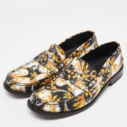 Versace Multicolor Leather Baroque Drivers Loafers Size 44