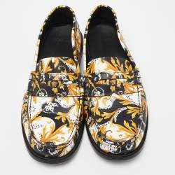 Versace Multicolor Leather Baroque Drivers Loafers Size 44