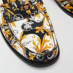 Versace Multicolor Leather Baroque Drivers Loafers Size 44