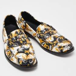 Versace Multicolor Leather Baroque Drivers Loafers Size 44