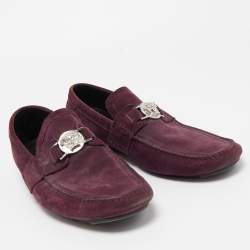 Versace Purple Suede Medusa Loafers Size 43