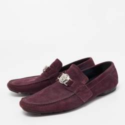 Versace Purple Suede Medusa Loafers Size 43