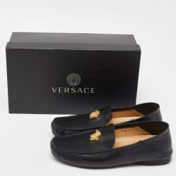 Versace Black Leather Medusa Low Top Loafers Size 43