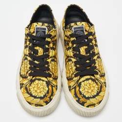 Versace Yellow/Black Canvas Greca Barocco Low Top Sneakers Size 43