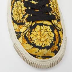 Versace Yellow/Black Canvas Greca Barocco Low Top Sneakers Size 43