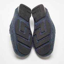 Versace Blue Lizard Embossed Leather Medusa Slip On Loafers Size 43