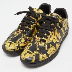 Versace Yellow/Black/Yellow Greca Barocco Low Top Sneakers Size 43