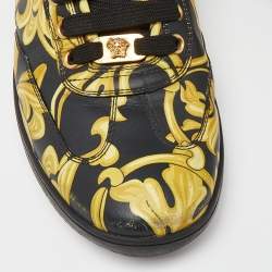 Versace Yellow/Black/Yellow Greca Barocco Low Top Sneakers Size 43