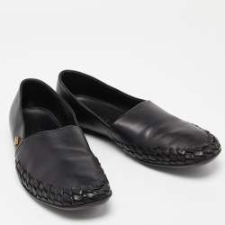 Versace Black Leather Medusa Slip on Loafers Size 42