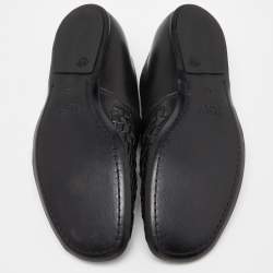 Versace Black Leather Medusa Slip on Loafers Size 42