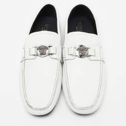 Versace White Leather Medusa Detail Slip On Loafers Size 43