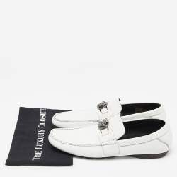 Versace White Leather Medusa Detail Slip On Loafers Size 43